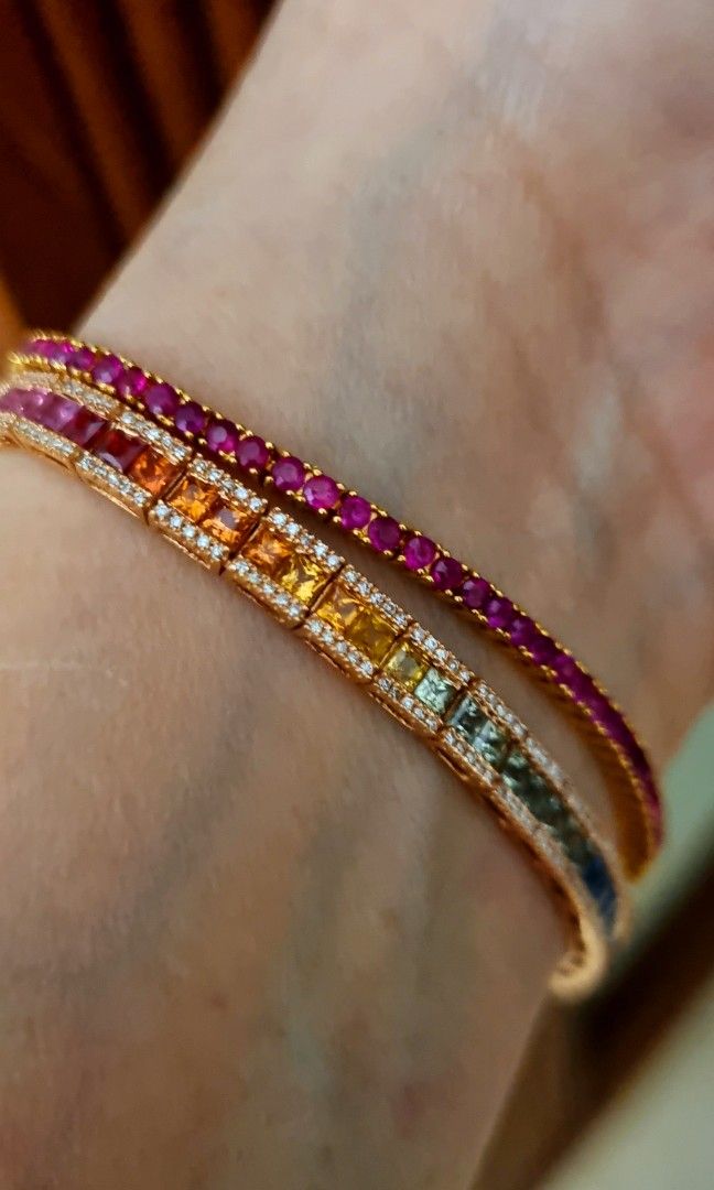Rainbow diamond discount tennis bracelet