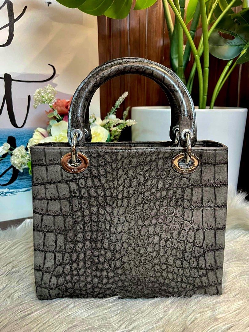 RARE AUTHENTIC LADY DIOR CROC 24cm ( ASH GREY ) on Carousell