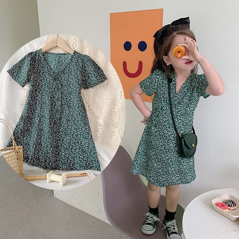 Retro floral dress kids Babies Kids Babies Kids Fashion on