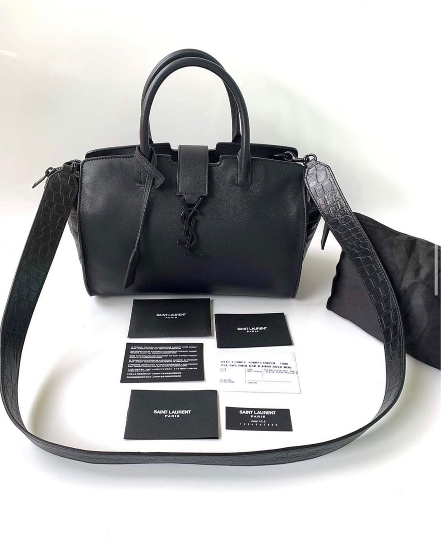 Downtown baby cabas in shop smooth and crocodile embossed leather