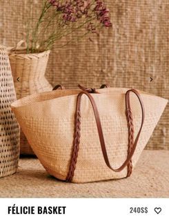 Sezane felicie raffia basket bag in natural /tan