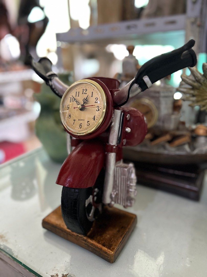 Ship and Motorbike Desk Clock (Category: Clocks) located in Manila. Submitted by cozzyessentialshopph (Listing ID 1247795631, Image 2). Description: Item: Ship (dual face clock), Motor Bike (single clock) Material: polystone Qty: 1 each design Rate: Ranges to 1.8K to 2.6k Sale disc: 1.5K to 2.2k Loc: Ipil Bambang Manila MOP: GCash, PNB, BDO, PayMaya MOD all SF, courier delivery services are c/o by the buyer Note: first come first served basis (w/
