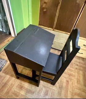 Solid Wood Study Table with Storage and Chair