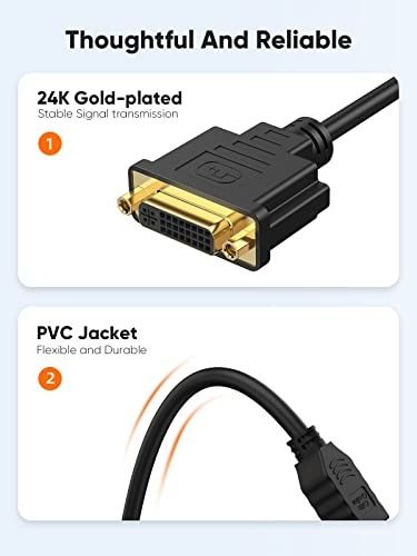 CableCreation HDMI to DVI Short Cable 0.5ft, Bi-Directional DVI-I (24+5)  Female to HDMI Male Adapter 1080P DVI to HDMI Converter Compatible with  Xbox
