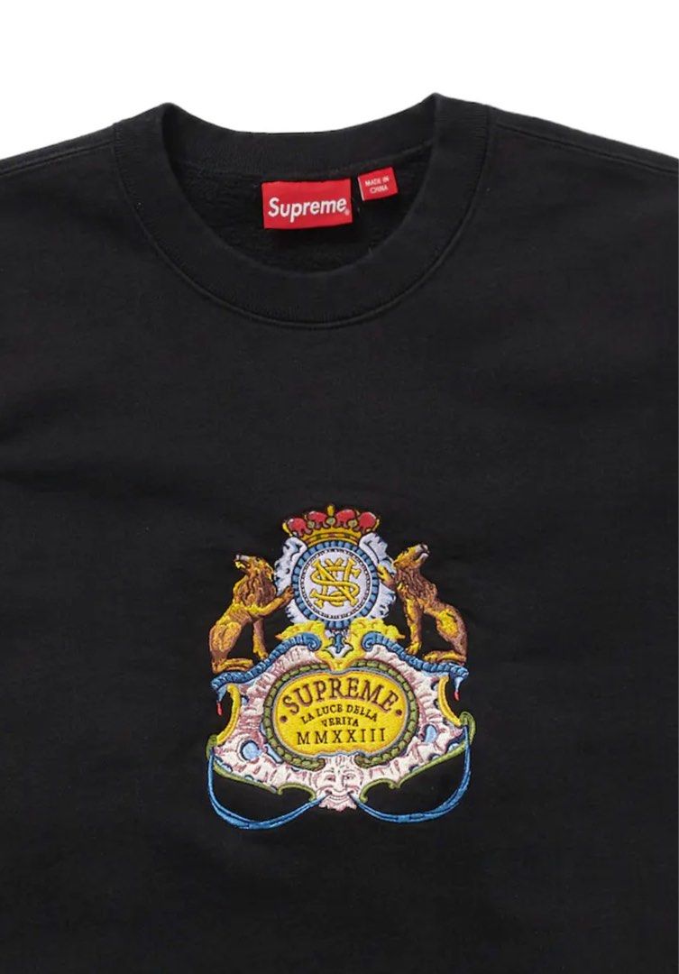 supreme crest crewneck Black M ファッション