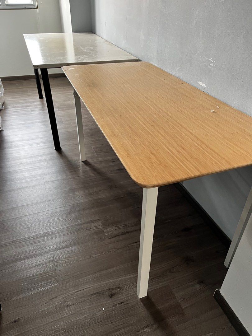 Table (Ikea study) + foldable table, Furniture & Home Living, Furniture