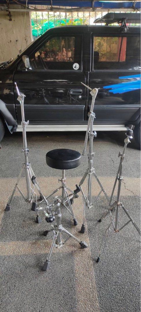 Taye Hardwares (Category: Musical Instruments) located in General Mariano Alvarez. Submitted by preloveddrumsph (Listing ID 1247724867, Image 1). Description: Taye Hardwares as pack!!!! 10K all yours! All double braces 2 boom stand. straight stand . snare stand and throne honest issue walang sleeve and lock bilihan nyo nalang. Pick Up Novaliches Can also do shipping Contact 09496784378.