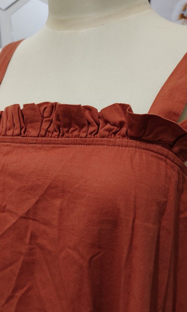 Terracotta long dress, Fesyen Wanita, Pakaian Wanita, Gaun & Rok di ...