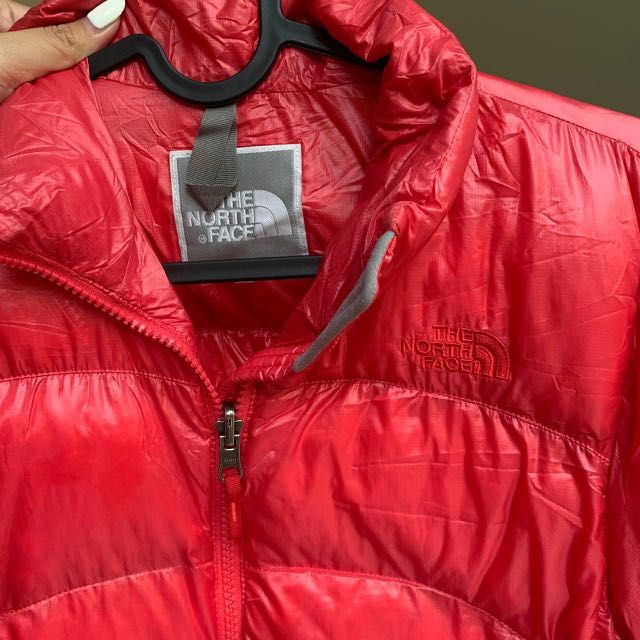 Red north cheap face bubble coat