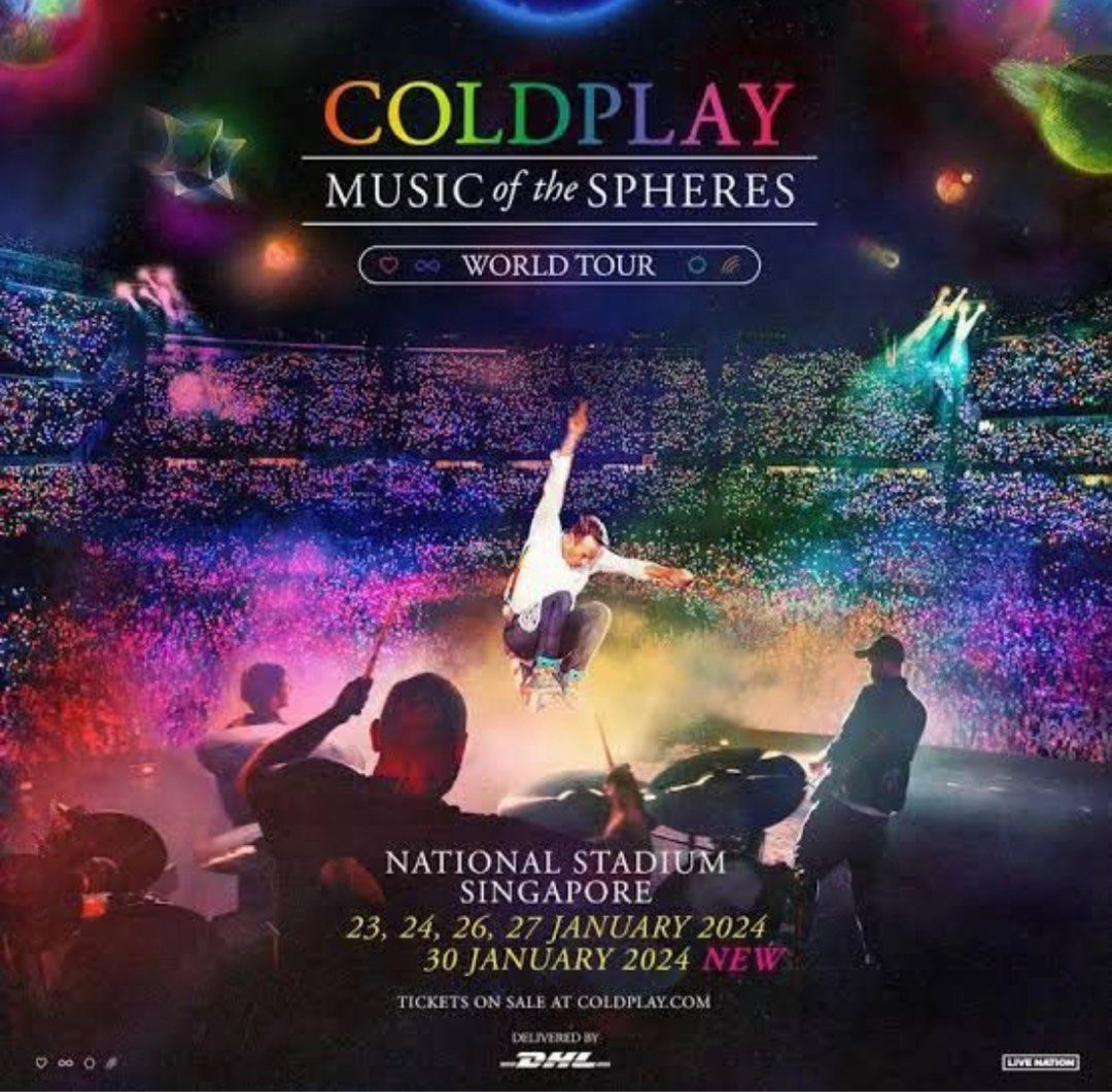 Ticket Coldplay world tour 2024 singapore 24 jan 2024, Tiket & Voucher