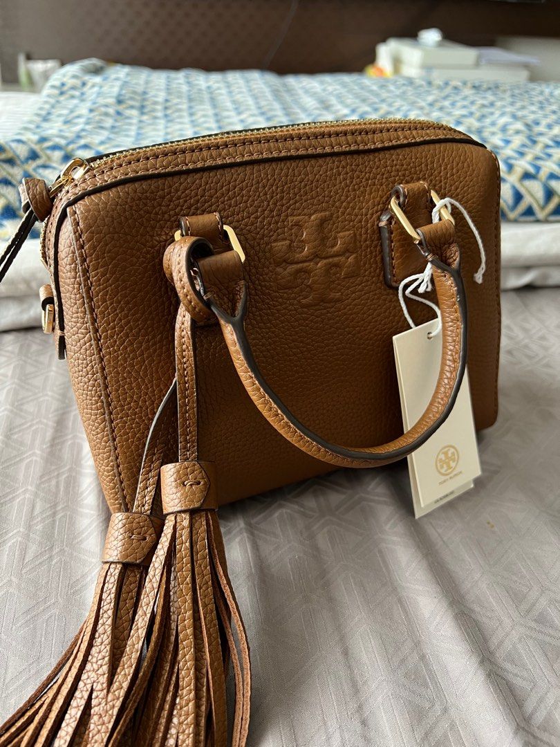 Tory Burch Thea Web Large Shoulder Bag Moose Size OS, Luxury, Bags &  Wallets on Carousell