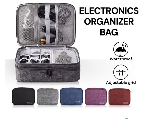 Travel Electronic Organizer Bag 2 Layer USB Cable Multi Function Gadget Pouch Cable Accessories Foldable Portable