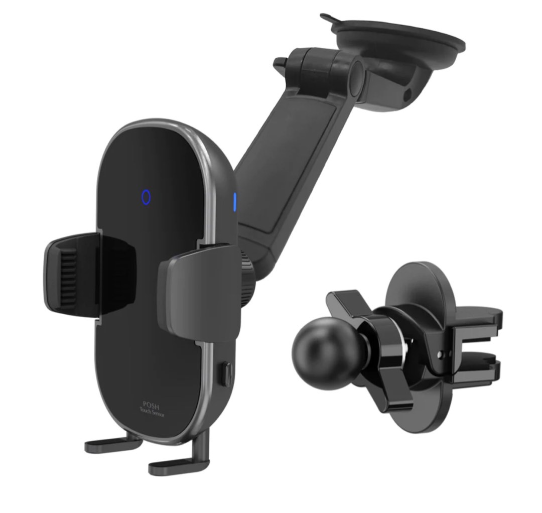 Wireless Charging Car Phone Holder with additional dashboard mount