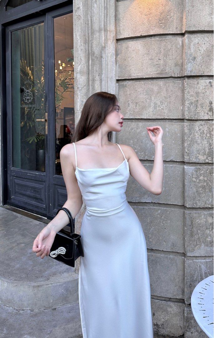 White silk deals dress cheap