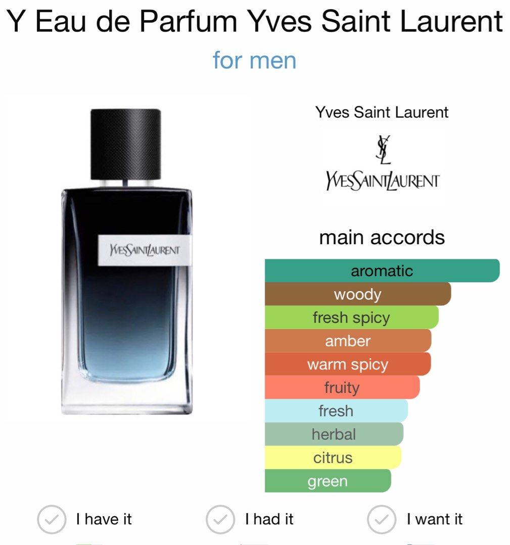 YSL Y EAU DE PARFUM DECANT ORIGINAL PERFUME Beauty Personal