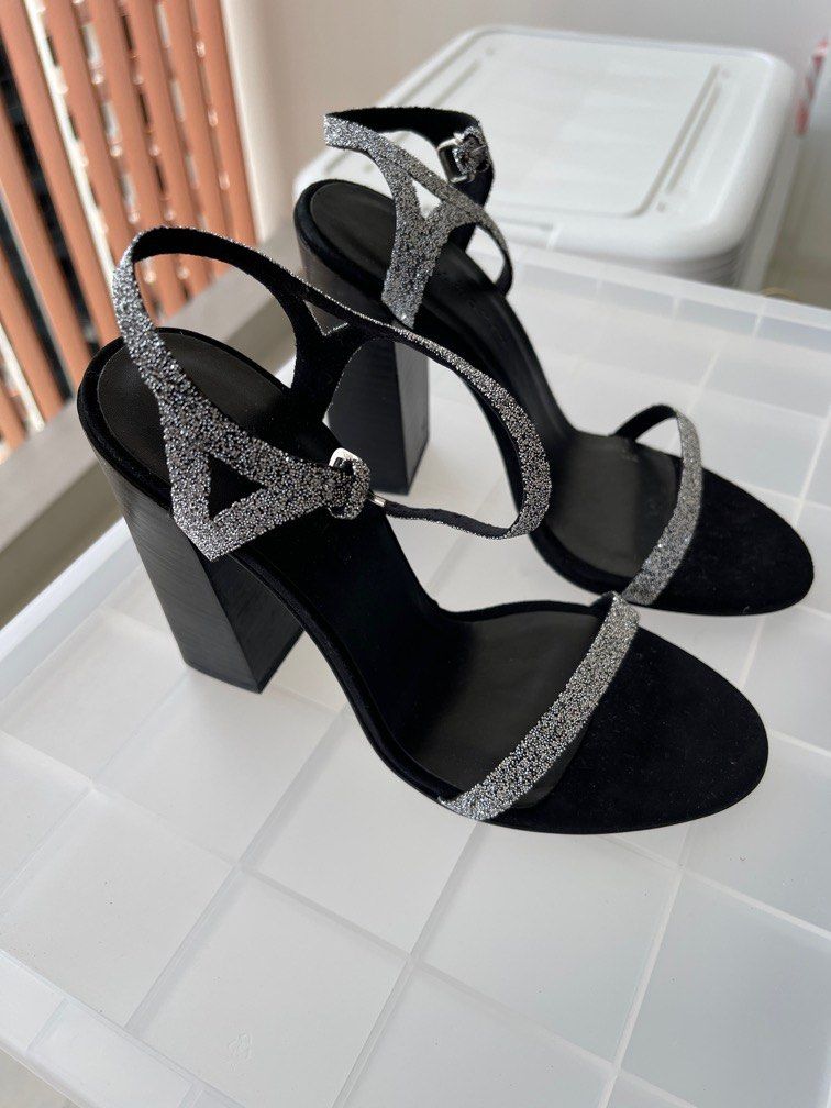 Zara block heels in glitter Women s Fashion Footwear Heels