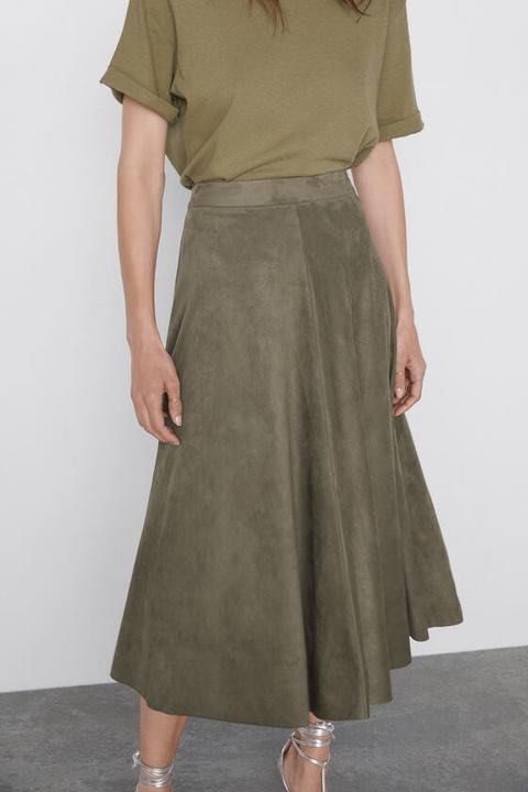 Green suede hotsell skirt zara