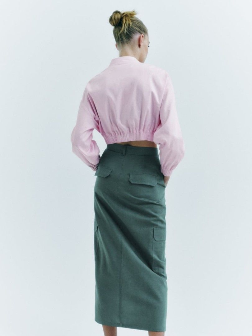 Zara linen blend cropped bomber jacket, Women's Fashion, Coats, Jackets