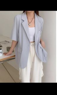 Illzebracrossingill韓國製造夏季涼感淺藍短袖西裝外套