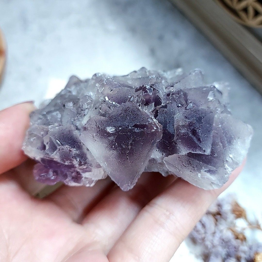 紫水晶(八面体) 紫螢石-浙江武義八面體紫螢石#1~天然超美深紫色螢石原礦、標本| Yahoo拍賣