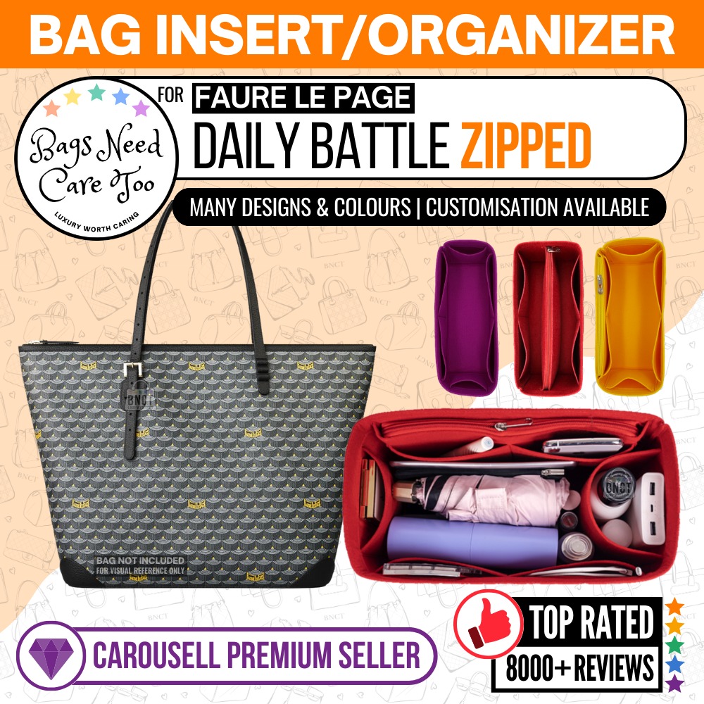 Daily Battle Bag Organizer / Tote Felt Insert with Detachable Zipper Pocket / Handbag Storage / Purse Liner Pocket Laptop iPad