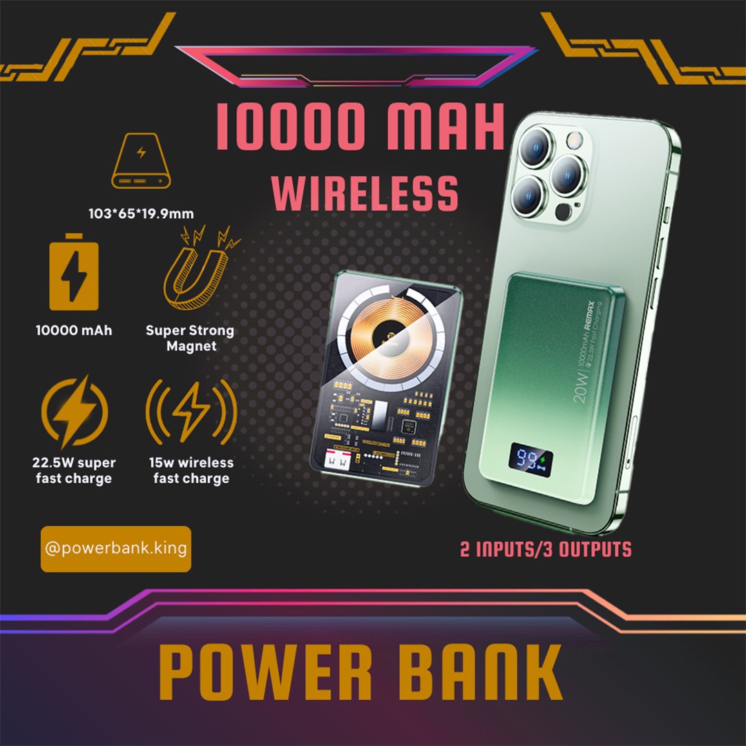 Remax 10000mAh Magnetic Power Bank RPP-531 Aurora, Wireless Powerbank ...