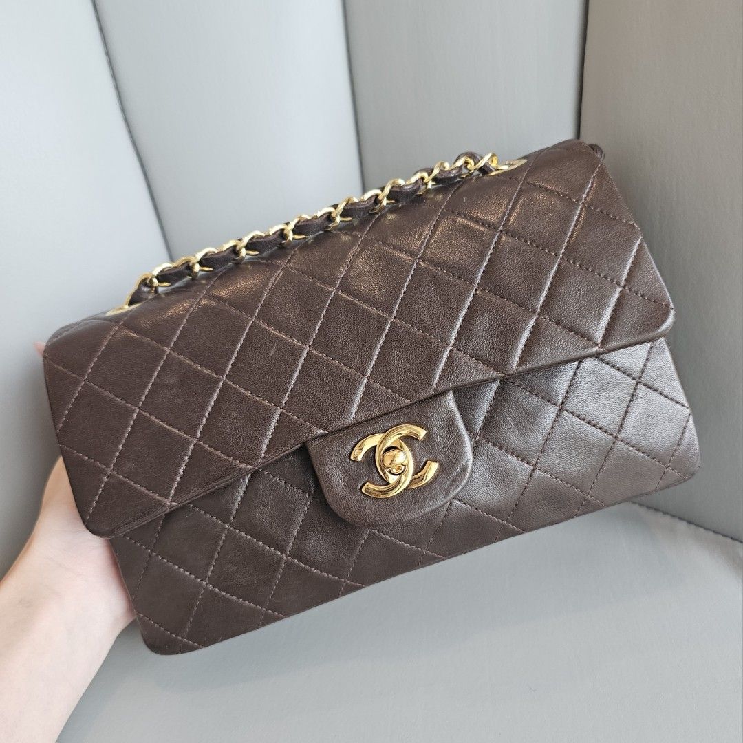 Chanel Mini Classic Square Lambskin Single Flap Bag Brown