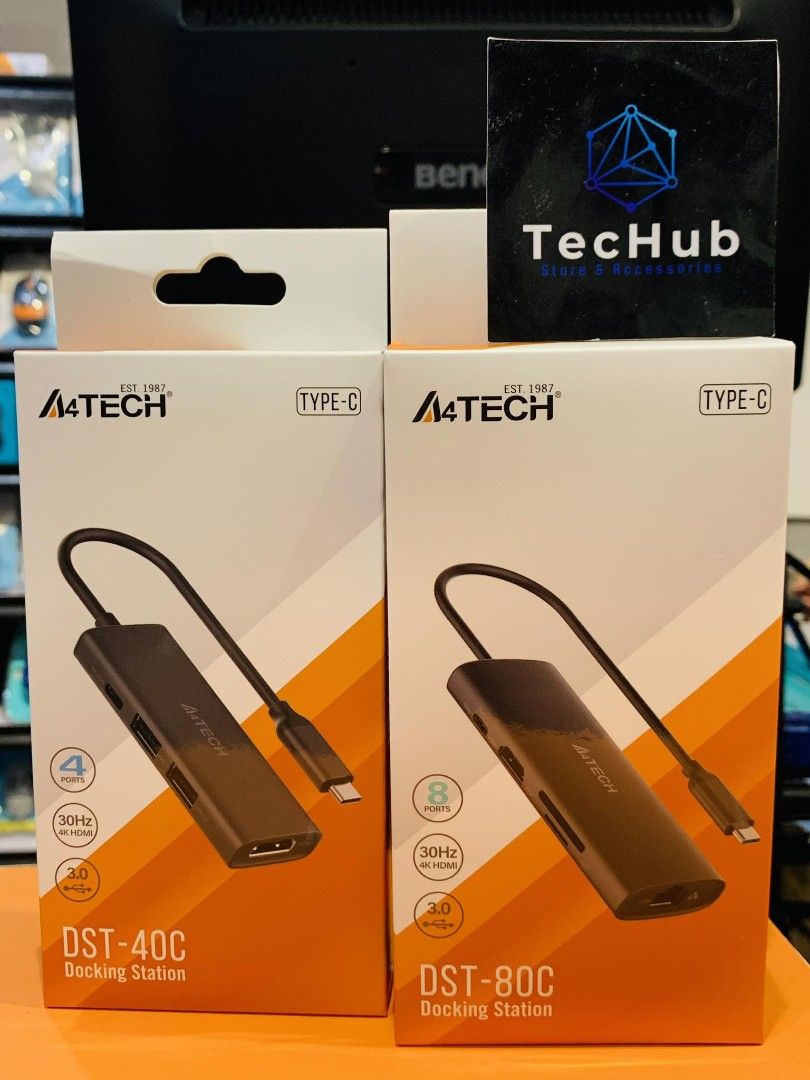 A4Tech 4in1 and 8in1 Docking Station (Category: Cables & Adaptors) located in Makati City. Submitted by techubstoreandaccessories (Listing ID 1248030133, Image 1). Description: A4Tech 4in1 Docking Station 4 Ports USB 3.0 USB-C PD HDMI Type-C Plug DST-40C Ash Grey 783.00 A4Tech 8in1 Docking Station 8 Ports USB 2.0 3.0 HDMI SD Card Lan Port PD Type-C Plug DST-80C ... 1,431.00 On Hand Ready to Ship/Pick-Up‼️ DETAILS: ✅Actual Picture Posted. ✅BRAND N