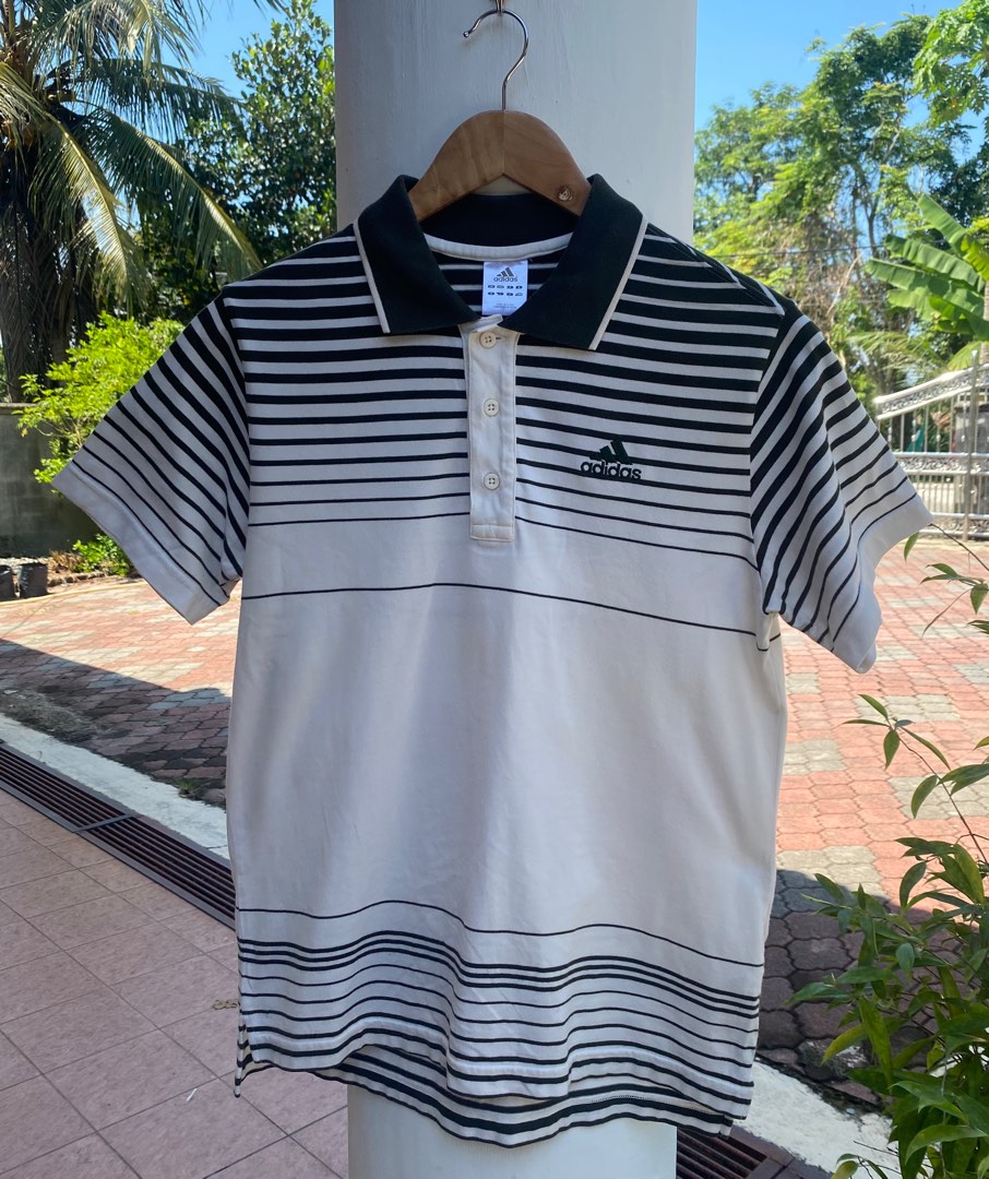Adidas striped deals polo