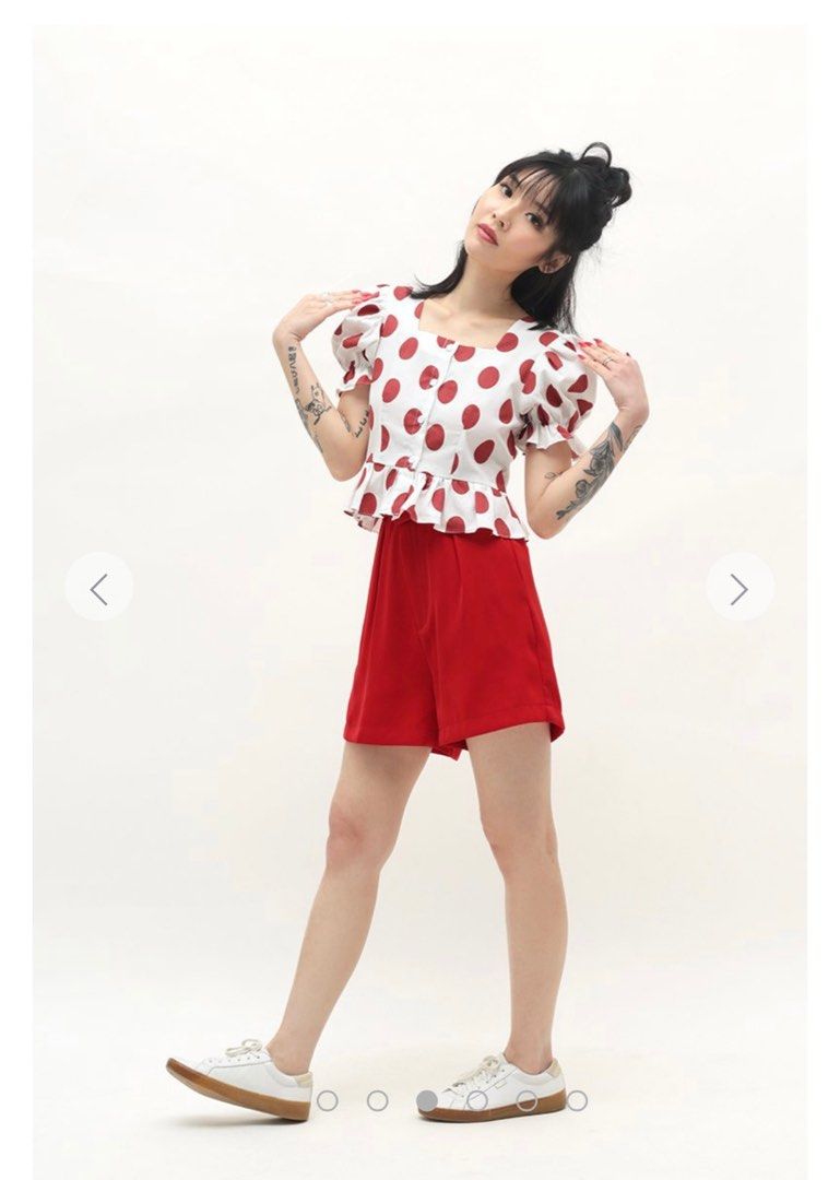 Red sales belted shorts