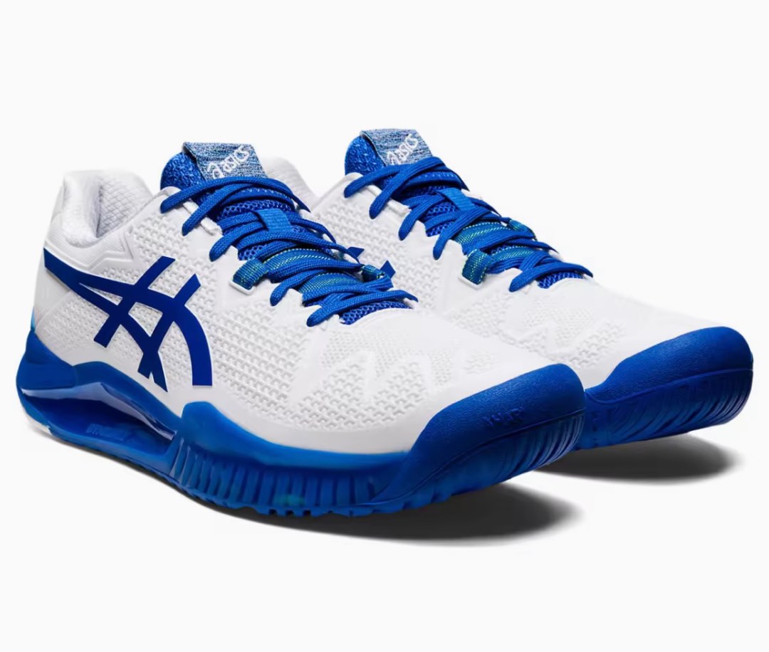 ASICS tennis shoes, Gel-Resolution 8, BNIB, US 9.5, white / tuna blue ...