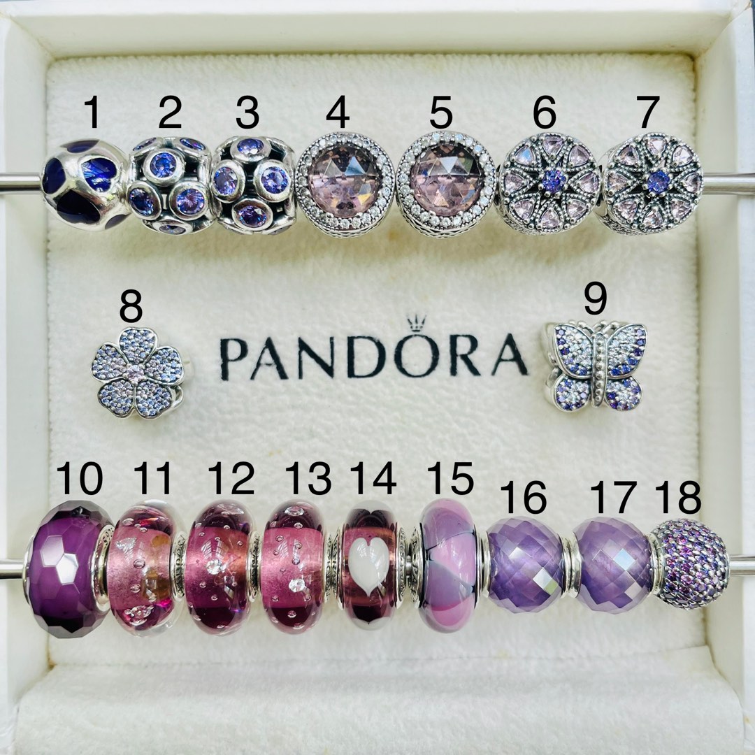 Pink and purple pandora charms deals