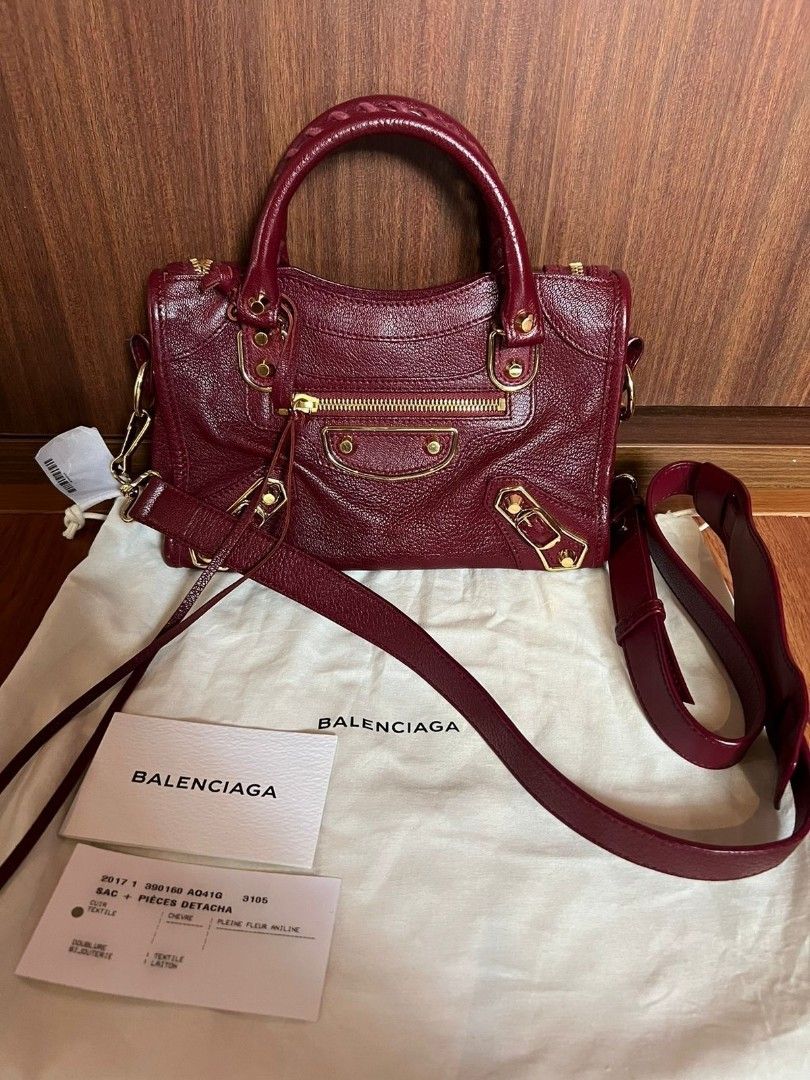 Balenciaga Mini City Edge GHW maroon 2017 excellent