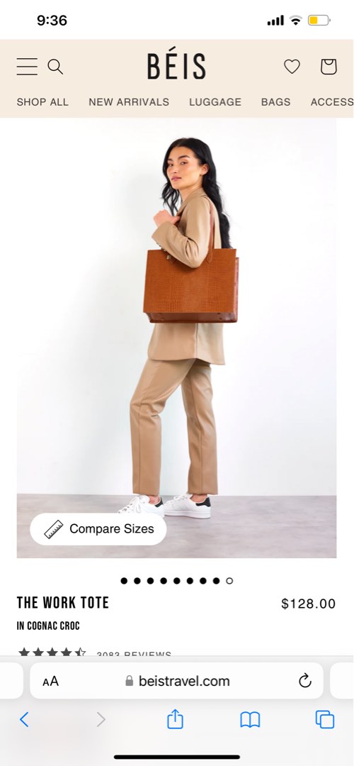 Beis The Work Tote in Cognac Croc Women s Fashion Bags Wallets