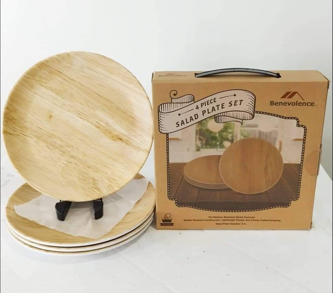 Benevolence 4Pc Bamboo Salad Plate Set Melamine (Category: Dinnerware & Cutlery) located in Taytay. Submitted by shielaplans (Listing ID 1248054537, Image 1). Description: Benevolence 4Pcs Salad Plate Set Size: 8 inches P400.00 each 4 Sets Available Melamine Material ✨MOP: Gcash/BPI/Seabank ✨Location: Taytay Rizal ✨Shipping and delivery shouldered by buyer. Couriers available: MCFA/Flash Express/Grab/Lalamove.