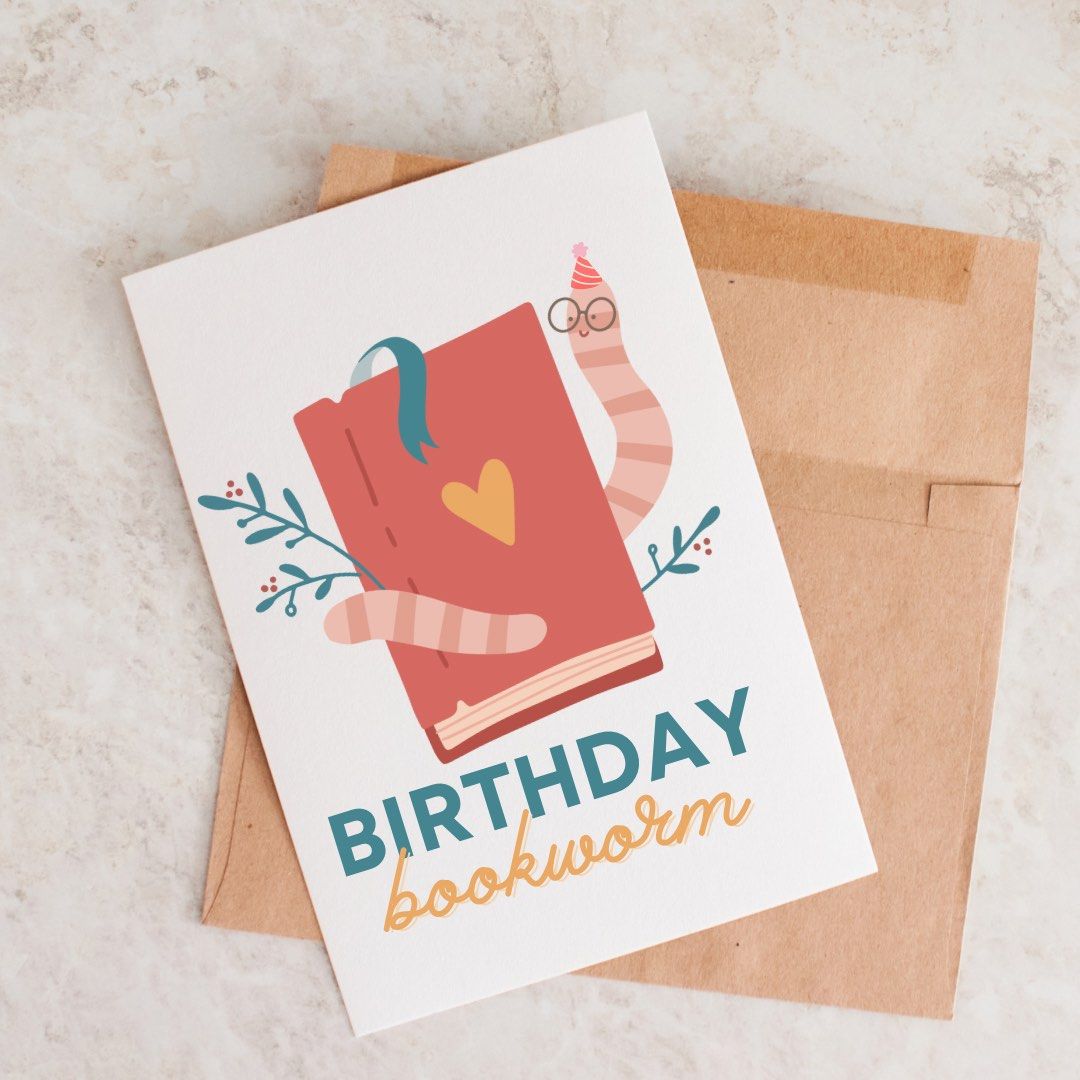 Birthday bookworm greeting love card happy, Hobbies & Toys, Stationery ...