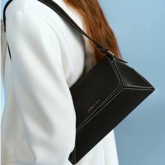 Black Nasrin Charles Keith Geometric Bag