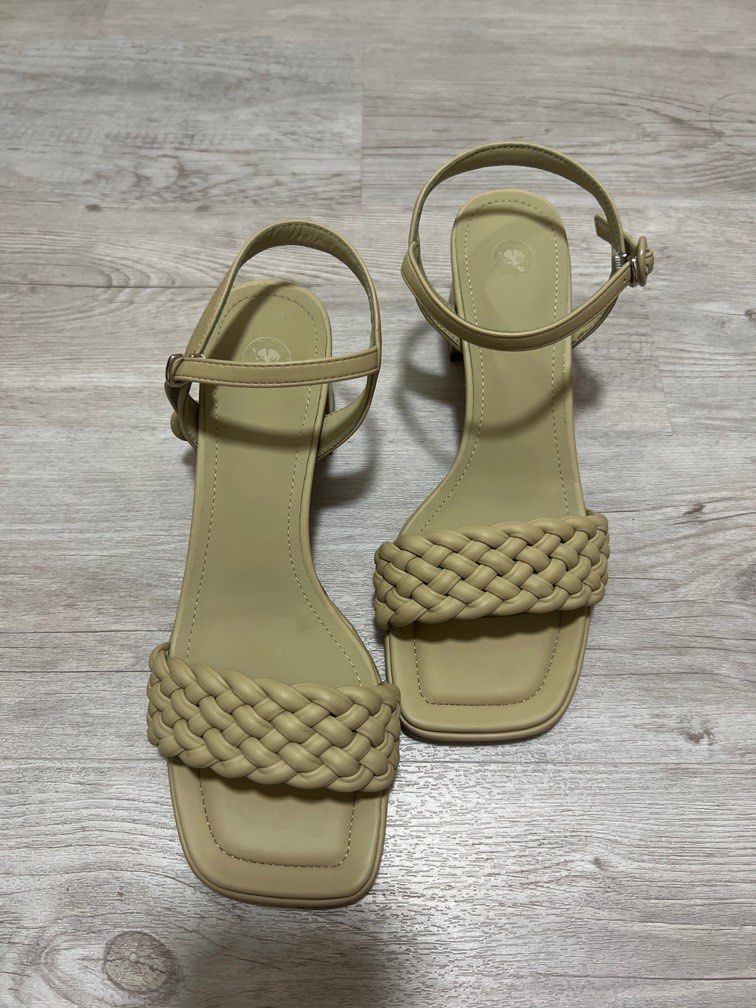 BN KHAKI GREEN SANDALS WITH HEELS Women s Fashion Footwear