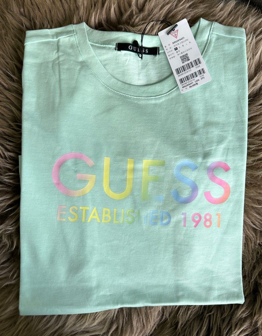 Guess pink blue green shirt sales