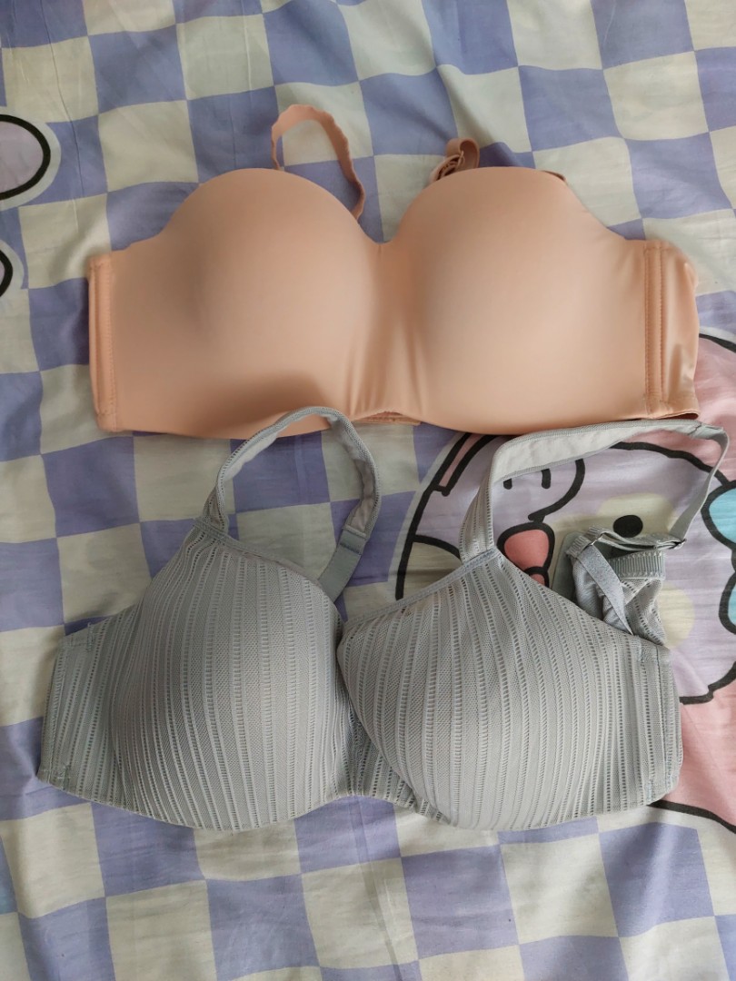 Bras grey and peach colour, Women's Fashion, New Undergarments & Loungewear  on Carousell