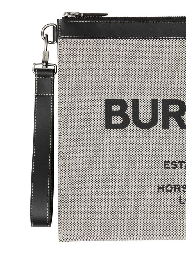 Burberry Horseferry Print Canvas And Leather Zip Pouch for Men