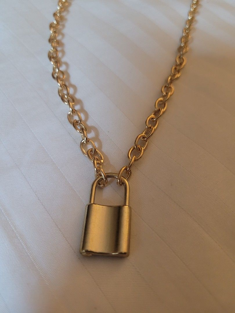 Gold chain with best sale padlock
