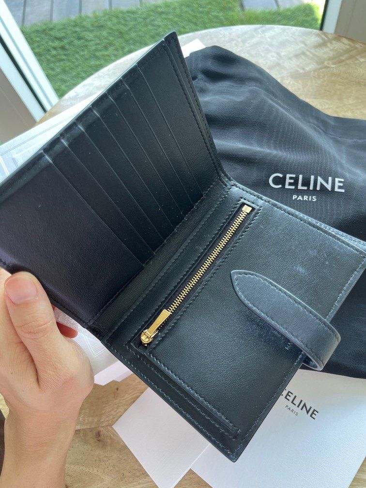 Medium strap wallet in grained calfskin clearance