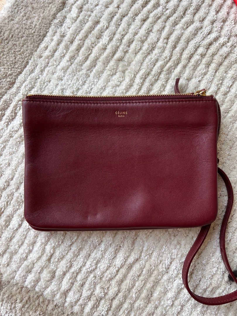 Celine trio burgundy on sale