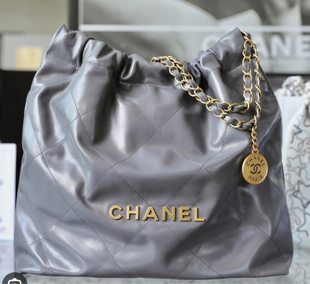 Chanel 22 mini dark grey (brand new) , Luxury, Bags & Wallets on Carousell