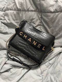 Chanel Gabrielle Bag 28cm Embossed Croc Black, Luxury, Bags & Wallets on  Carousell