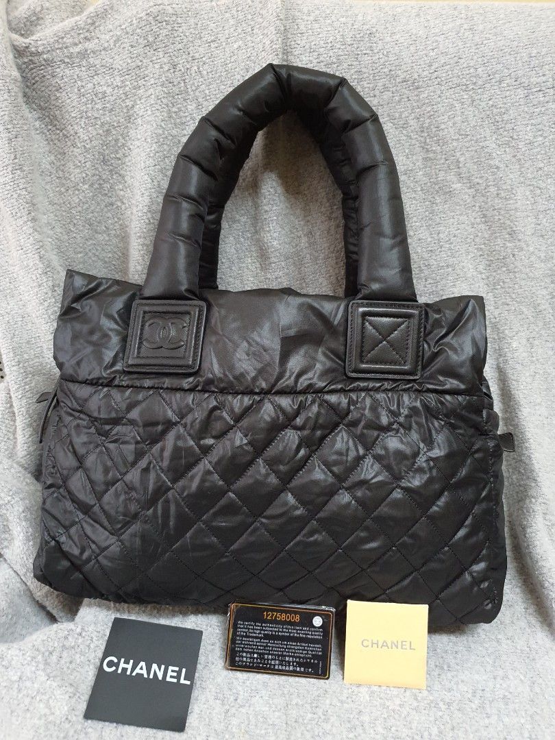 CHANEL Nylon Quilted Large Coco Cocoon Tote Black 1265219
