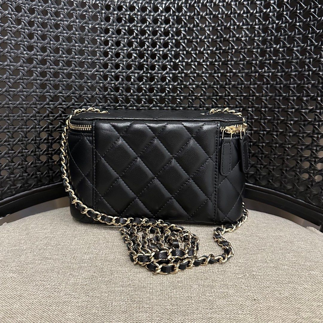 CHANEL Black Lambskin Quilted Small CC Bubble Vanity Crossbody Bag & Dust  Bag