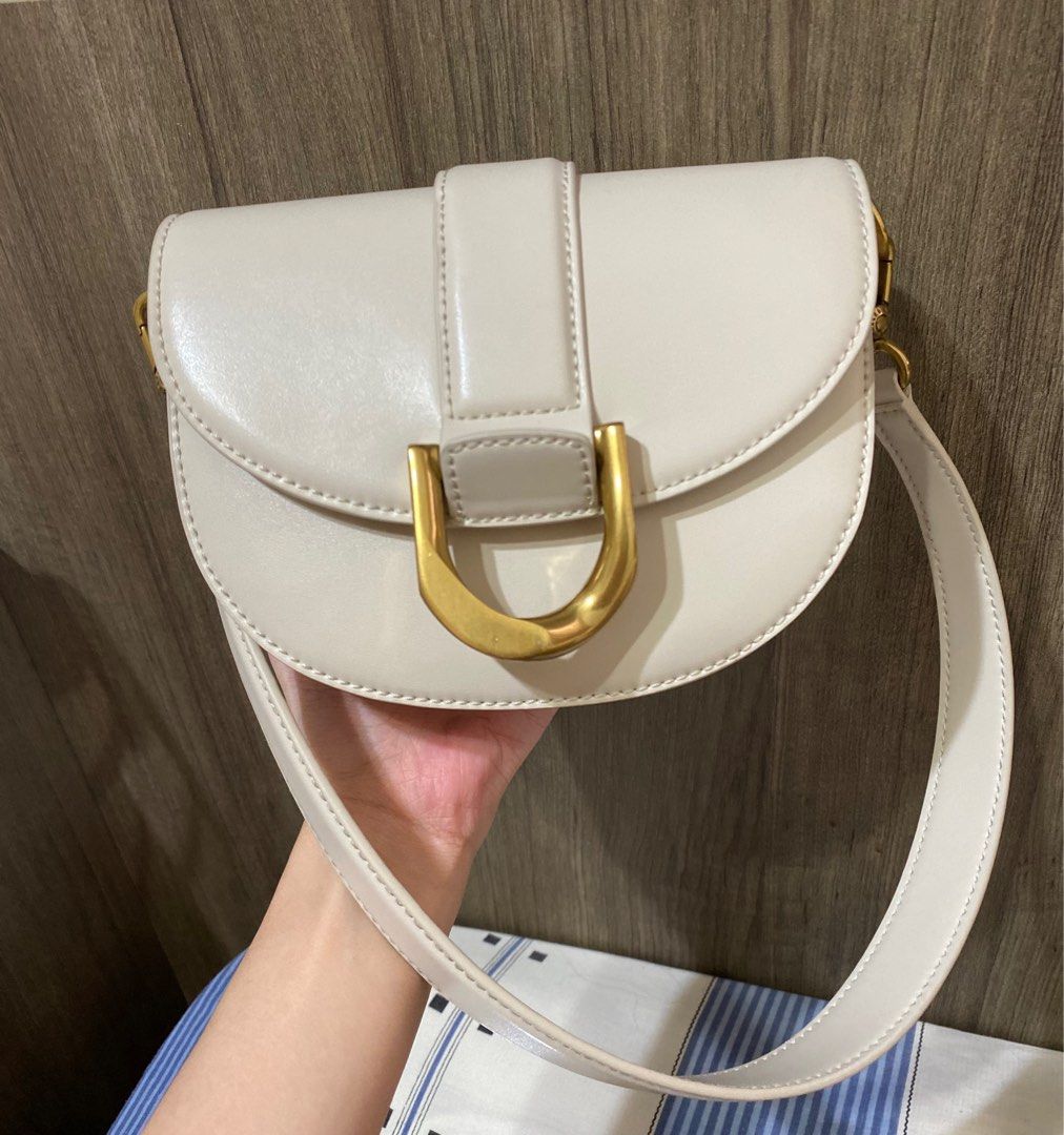 Cream Gabine Saddle Bag, CHARLES & KEITH