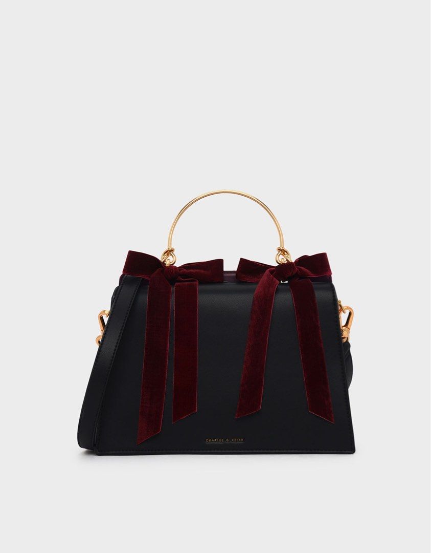 Charles and keith velvet bow bag new arrivals